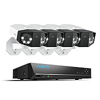 REOLINK Duo 3 PoE 16MP UHD Dual-Lens PoE Security Camera with 180° Panoramic View, Motion Track, F1.6 Color Night Vision, 4X Duo 3 PoE Bundle with POE NVR RLN8-410, 8CH Video Recorde