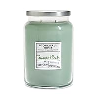 Stonewall Home Tarragon & Basil Large Glass Apothecary Jar, Scented Candle, 21.25 oz., Green
