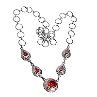 Carnelain Gemstone 925 Sterling Silver Necklace Gorgeous Designer Jewellery For Girls