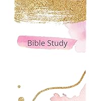 Bible Study notebook b6 5x7 plain lined paper, pink and gold design