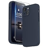 SURPHY Compatible with iPhone 13 Mini Case with Screen Protector, (Camera Protection + Soft Microfiber Lining) Liquid Silicone Phone Case 5.4 inch 2021, Midnight Blue