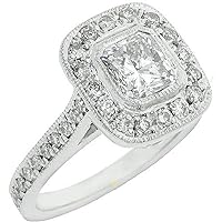 14k White Gold Cushion Cut Diamond Engagement Ring 1.75 Carats