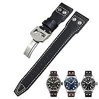 20mm Rivets Genuine Leather Watchband Fit For IWC Big Pilot TOP GUN Watch IW3777 Calfskin Leather Strap