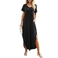 ANRABESS Women Summer Casual Loose Oversized Sundress Short Sleeve T-Shirt Beach Maxi Long Dresses 2024 Trendy Outfits
