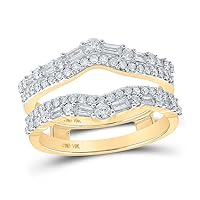 The Diamond Deal 14kt Yellow Gold Womens Baguette Diamond Wrap Enhancer Wedding Band 3/4 Cttw