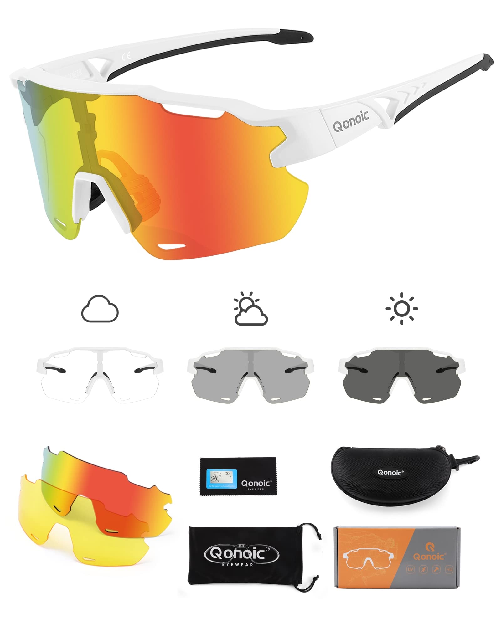 Mua Qonoic Photochromic Cycling Glasses Sunglasses for Men Women, MTB  Mountain Biking Sports Glasses, Polarized UV Protection trên  Mỹ  chính hãng 2024