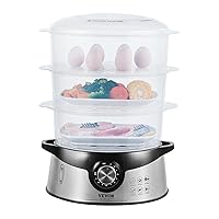 VEVOR Electric Food Steamer, 9.5Qt/9L Electric Vegetable Steamer with 3-Tier Stackable Trays, 800W Food-Grade Food Steamer for Cooking with 60-Min Timer, Auto Shut-Off and Boil Dry Protection