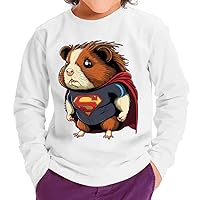 Super Pig Toddler Long Sleeve T-Shirt for Girls Boys- Superhero Kids' Crewneck T-Shirt- Guinea Pig Long Sleeve Tee,Size 2T-5T
