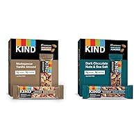 KIND Bars, Madagascar Vanilla Almond and Dark Chocolate Nuts and Sea Salt, Gluten Free Bars Bundle, 12 Count