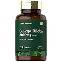 Carlyle Ginkgo Biloba | 3000mg Per Serving | 200 Tablets Extra Strength | Vegetarian | Non-GMO & Gluten Free Supplement | Tahoe Naturals