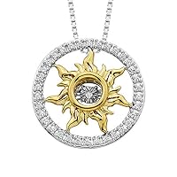 ABHI 0.10 CT Round Cut Created Diamond 14K Two Tone Gold Over Sun Pendant Necklace