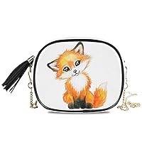 ALAZA PU Leather Small Crossbody Bag Purse Wallet Cute Little Fox Animal Print Cell Phone Bags with Adjustable Chain Strap & Multi Pocket