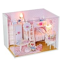 ERINGOGO Mini Mini House Mini House Kits Mini Bedroom Furniture Kit Toys for Girls Models Girls Toys Princess Toys Doll House Toy Room Pink Three-Dimensional Child Wooden