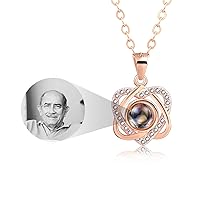 MeMeDIY 925 Sterling Silver Necklace Projection Personalized Photo Pendant Heart-Shaped Pendant Birthday Jewelry Gifts for Her/Women/Mom/Girlfriend