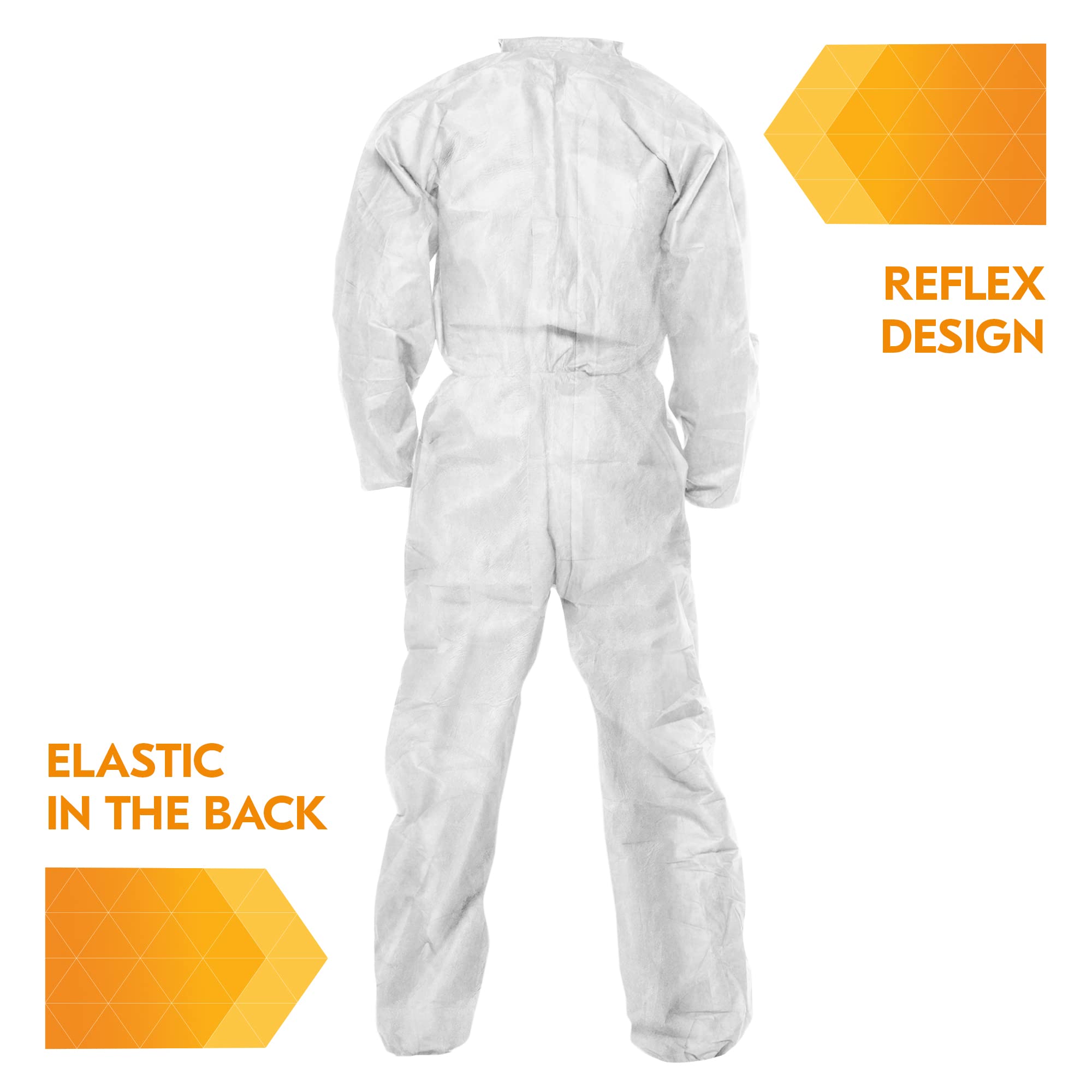 KleenGuard A20 Elastic Wrist and Ankle Coverall, 2X, White (37718), REFLEX Design, Zip Front