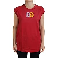 Dolce & Gabbana Red Cotton DG Logo Tank Top Women's T-Shirt