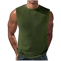 Men's 2024 Casual Tank Tops 1 Pack Solid Color Knit Sleeveless Lightweight Tee Muscle Basic T Shirts