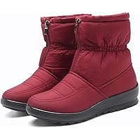 Womens Snow Boots Warm Fur Lined Winter Boots Anti Slip Waterproof Ankle Platform Shoes Outdoor Snow Boots (Color : Red, Size : 5.5)