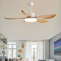 Ceiling Fans with Lamps,Ceiling Fans with Lamps and Remote Control Big Fan Lights for Living Room Ceiling 6 Speed Silent Ceiling Fans with Lights Summer & Winter Reversible/White/48In