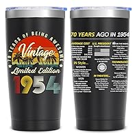 70th Birthday Gifts For Women Men, 1954 70th Birthday Gifts For Men Women, Gifts For Men Women Turning 70, 70 Year Old Gifts For Men, Women, Mom, Dad, Grandparents, Friend - 20oz Tumbler