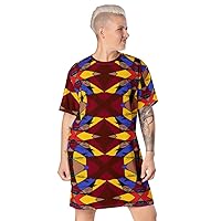T-Shirt Dress, kr8vsosllc, Long T-Shirt Dress, Designed African, African Authentic Design, Brown