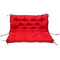 Outdoor Bench Cushion Waterproof Thickened Swing Cushions Replacement Patio Garden Cushions 2-3 Seater with Backrest Ties for Patio Loveseat/Settee-Back Support (red,40in)