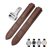 16mm 18mm 20mm Genuine Leather Watch Strap Black Blue Brown Deployment Buckle Watch Bands for Cartier Tank Solo Blue Ballon