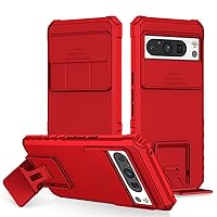 ZIFENGXUAN-- Case for Google Pixel 8 Pro/Pixel 8, Slide Camera Cover Protective Phone Case with Adjustable Holder Stand Shockproof Cover (8,Red)