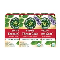 Traditional Medicinals Organic Throat Coat Herbal Tea, Supports Throat Health, (Pack of 3) - 48 Tea Bags Total