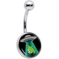 Body Candy Womens 14G 316L Steel Navel Ring Piercing Alien UFO Dinosaur Abduction Mens Belly Button Ring