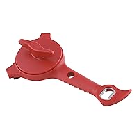 Kuhn Rikon 5-in-1 Multi-Purpose Strain-Free Opener for Jars, Bottles and Ring-Pull Cans, 5 x 10 x 2.25 inches, Red