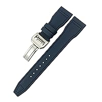 for IWC Le Petit Prince Big Pilot TOP Gun IW3777 Black Sport Fiber Canvas Watch Strap 20mm 21mm 22mm Nylon Leather Watchband (Color : Blue Square Buckle, Size : 22mm)