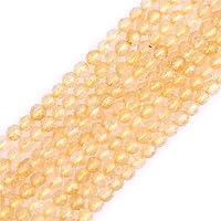 GEM-Inside 3mm Natural Stone Yellow Citrine Quartz Faceted Round Spacer Small Beads for Jewelry Making 15