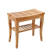 SogesPower Bamboo Shower Bench Bathroom Spa Bench Shower Seat Shower Bench Waterproof Storage Shelf