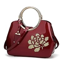 Luxury European Fashion Women Bags Embroidery Sequin Chain Patent Leather Famous Shoulder Handbag Women Messenger Bag