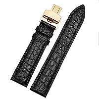 Crocodile Leather watchband for Any Brand Wristband 16 17 18 19mm Straps with Folding Clasp (Color : 10mm Gold Clasp, Size : 16mm)