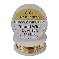 Red Brass Round Wire (Dead Soft) 1/4 LB. Choose Gauge (18 Ga Spool - 50 Ft.)