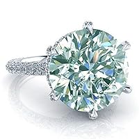 8.16 Ct VVS1 +Huge Ice Blue White Round Cut Moissanite Engagement Silver Plated Ring For Women Size 7