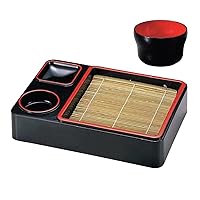 J-kitchens Soba Bowl with Zaru Soba, Manyo Heavy (Bottom Plate), Black Tenshu Buckwheat with Boar Mouth, Crack-resistant Resin, 11.8 x 8.3 x 2.6 inches (30.1 x 21 x 6.5 cm), Made in Japan