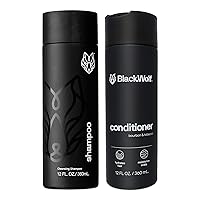 Black Wolf Everyday Men’s Shampoo & Conditioner Set, 12 Fl Oz - Charcoal Powder Cleanses Scalp and Fights Dirty & Greasy Hair - Thick & Rich Lather Daily Shampoo and Conditioner - For All Hair Types
