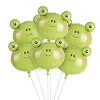 6pcs Frog Head Ballooons 25.2” Cute Green Frog Balloons for Safari Jungle Animal Theme Party Birthday Baby Shower Party Supplies