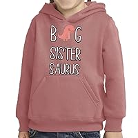 Big Sister Saurus Toddler Pullover Hoodie - Cute Sponge Fleece Hoodie - Dino Hoodie for Kids