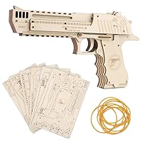 3D Wooden Puzzles, Desert Eagle Wood Gun Rubber Band Pistol Toys Machinery Model Best Gift Puzzle for Adults and Child