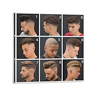 Men's Barber Haircut Poster, Men's Trendy Hair Salon Image Poster, Barber Shop Poster, Barber Shop D Canvas Painting Posters And Prints Wall Art Pictures for Living Room Bedroom Decor 16x16inch(40x40