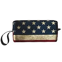 American Flag Printed Portable Cosmetic Bag Zipper Pouch Travel Cosmetic Bag, Daily Storage Bag