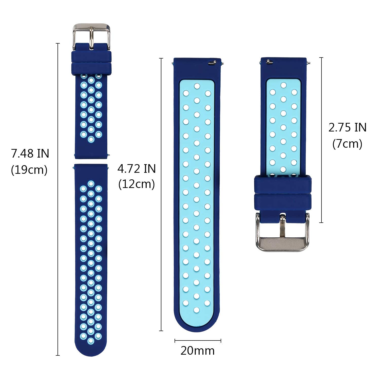 Universal 18mm 20mm 22mm 24mm Width Silicone Watch Band Replacement, Quick Release Rubber Watch Bands for Men & Women