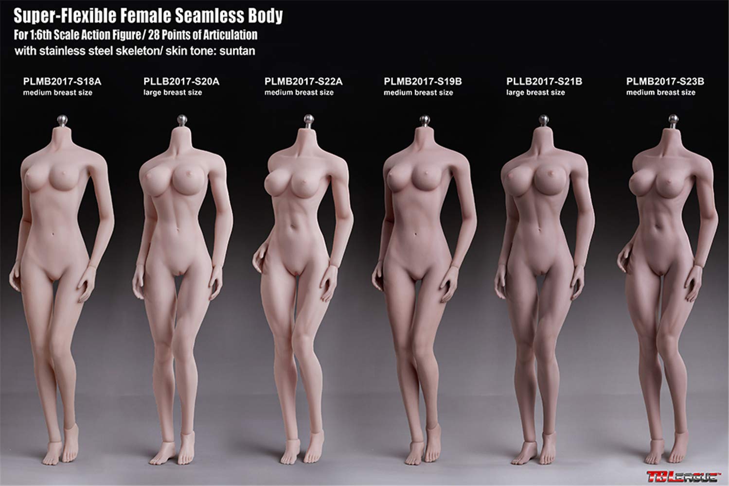 HiPlay TBLeague 1/6 Scale 12 inches Female Super Flexible Seamless Figure Body, Pale Skin, S22A (Muscular & Medium Bust)