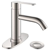 Bathroom Faucet: Single Handle Bathroom Faucet with Pop Up Drain and Deck Plate, Bathroom Faucet 1 Or 3 Hole, Vanity Faucet Sink Drain, Grifo para Lavamanos Baño, Brushed Nickel