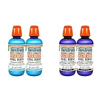 TheraBreath Fresh Breath Oral Rinse, ICY Mint, 16 Ounce Bottle (Pack of 2) and 24 Hour Healthy Gums Periodontist Formulated Oral Rinse, 16 Ounce (Pack of 2)