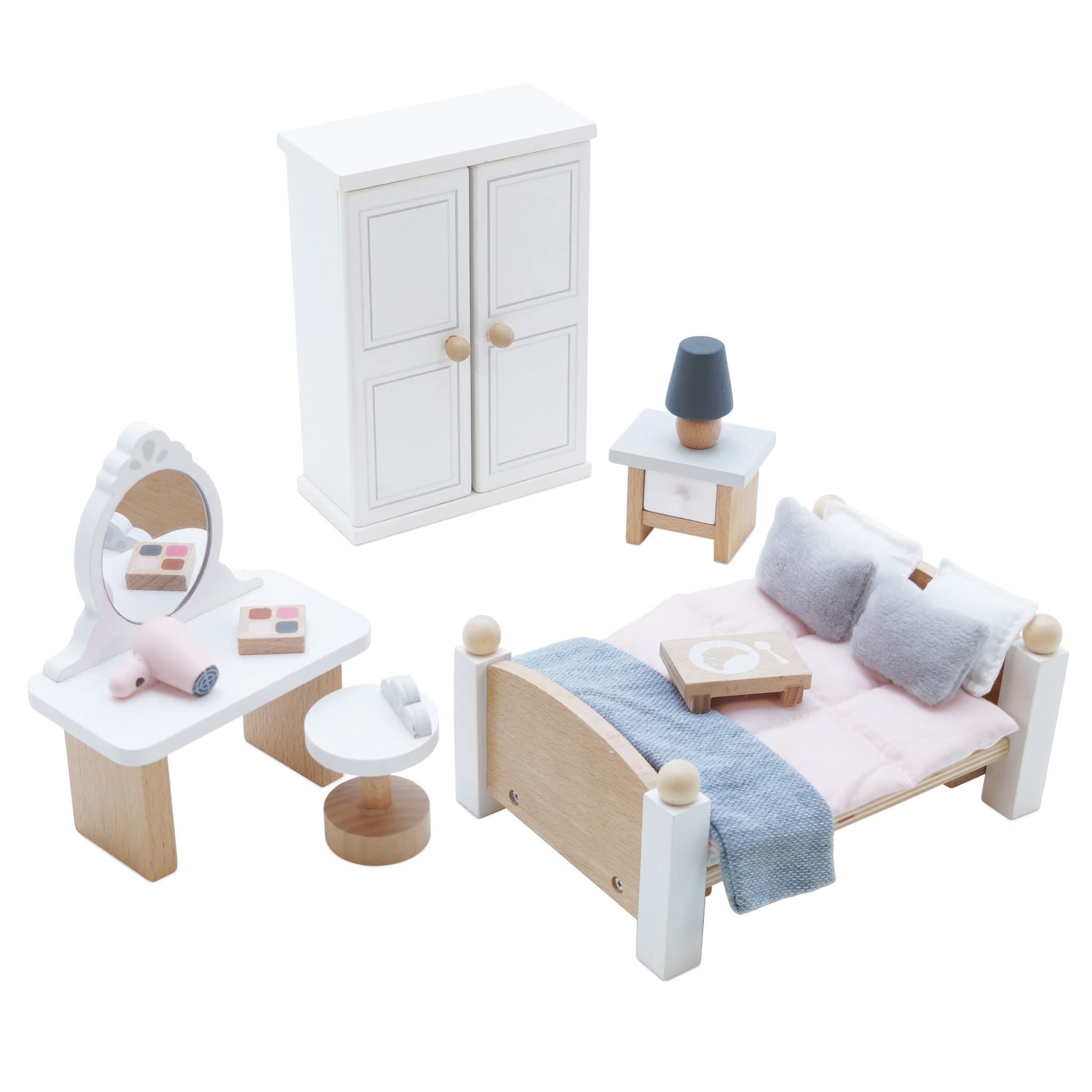 Le Toy Van - Wooden Daisylane Master Bedroom Dolls House | Accessories Play Set For Dolls Houses | Girls and Boys Dolls House Furniture Sets - Suitable For Ages 3+, ME057, Small